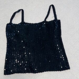Black Sequin Cami Tank Top - Women